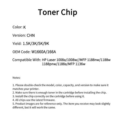 HP W1336A/336A Chip 1008a/1008w//MFP 1188nw/1188w/1188pnw