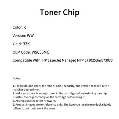 Compatible W9035MC Chip For HP LaserJet Managed MFP E73025dn E73030
