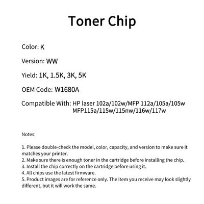Compatible W1680A Chip For HP laser 102a 102w