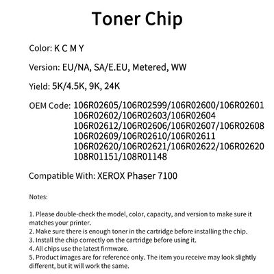 Compatible 106R02605 Toner Chip For XEROX Phaser 7100