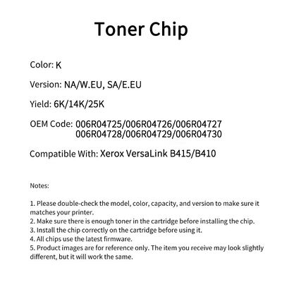 Compatible 006R04725 Toner Chip For Xerox VersaLink B415 B410