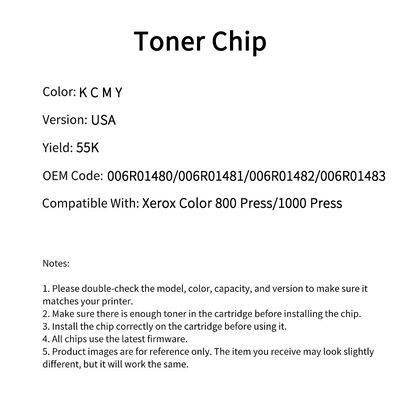 Compatible 006R01480 Toner Chip For Xerox Color 800 Press 1000 Press K