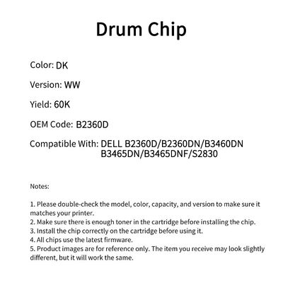 Compatible B2360D Drum Chip For DEL  B2360D B2360DN