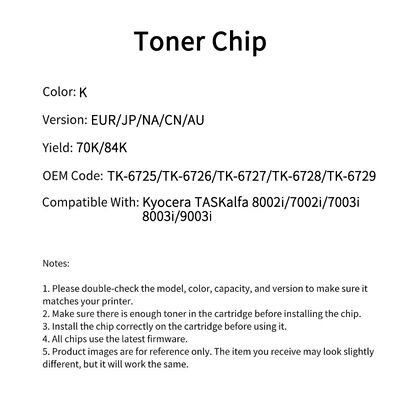 Compatible TK 6725 Toner Chip For Kyocera TASKalfa 8002i 7002i 7003i 8003i  9003i