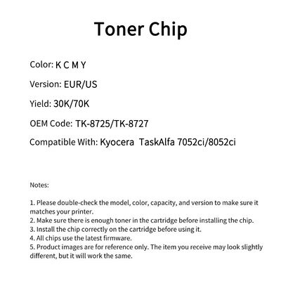 Compatible TK 8725 Toner Chip For Kyocera  TaskAlfa 7052ci 8052c