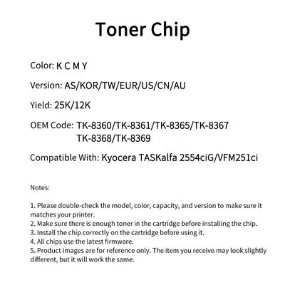 Compatible TK 8360 Toner Chip For Kyocera TASKalfa 2554ciG VFM251ci
