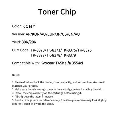 Compatible TK-8370 Toner Chip For Kyocear TASKalfa 3554ci