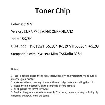 Compatible TK 5195 Toner Chip For Kyocera Mita TASKalfa 306ci