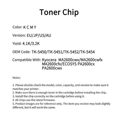 Compatible TK 5450 TONER Chip For Kyocera ECOSYS MA2600cfx MA2600cwfx PA2600cx