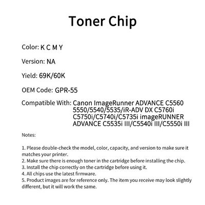 Compatible GPR 55Toner Chip For Canon ImageRunner ADVANCE C5560 5550 5540