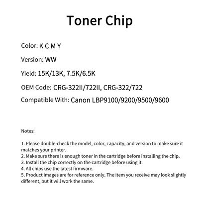Compatible CRG 322 722 Toner Chip For Canon LBP9100 9200 9500 9600