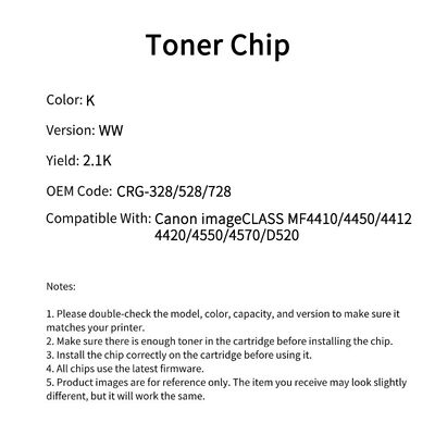 Compatible CRG 328 528 728 Toner Chip For Canon imageCLASS MF4410 4450