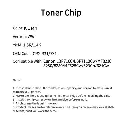 Compatible CRG 331 731 Toner Chip For Canon LBP7100 LBP7110Cw MF8210 8250 8280