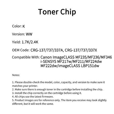 Compatible CRG 137 737 337AToner Chip For Canon ImageCLASS MF235 MF236 MF346