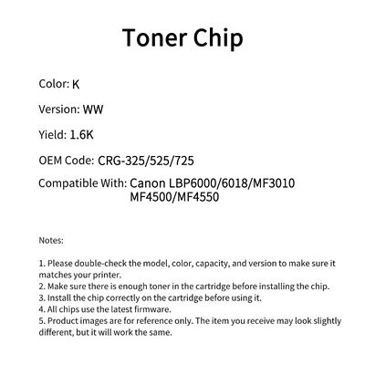 Compatible CRG 325 525 725 Toner Chip For Canon LBP6000 6018 MF3010