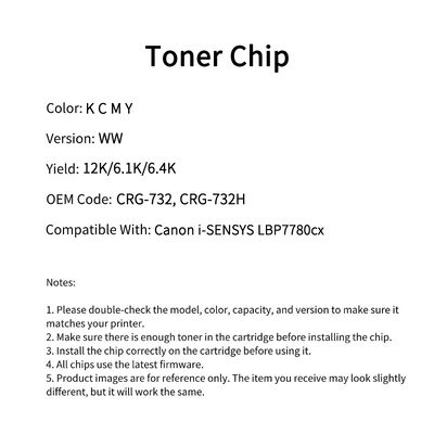 Compatible CRG-732 Toner Chip For Canon  i-SENSYS LBP7780cx CRG732
