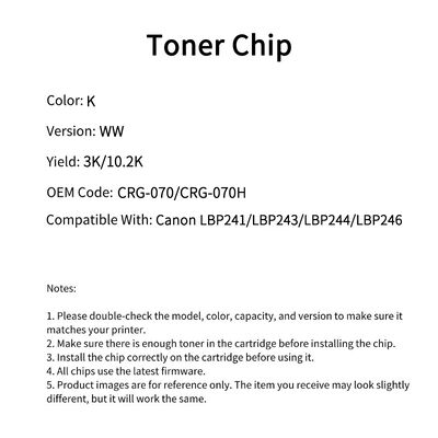 Compatible  CRG 070 Toner Chip For Canon LBP241 LBP243 LBP244 LBP246