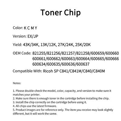Compatible 821255 Toner Chip Ricoh SP C840DN C842DN