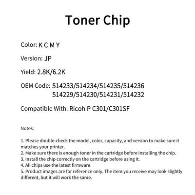 Compatible 514233 Toner Chip For Ricoh P C301 C301SF