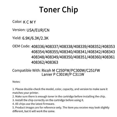 Ricoh 408336 chip M C250FW/PC300W/C251FW