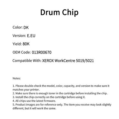 Compatible 013R00670 Drum Chip For Xerox WorkCentre 5019 5021