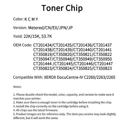 Compatible CT201434 Toner And Drum Chip For Xerox DocuCentre IV C2260 2263 2265