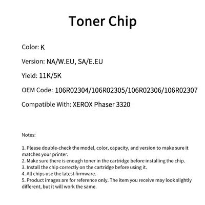 Compatible 106R02307 Toner Chip For Xerox Phaser 3320