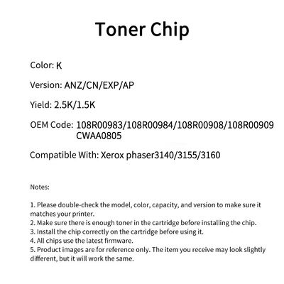 Compatible 108R00983 Toner Chip Xerox Phaser3140 3155 3160