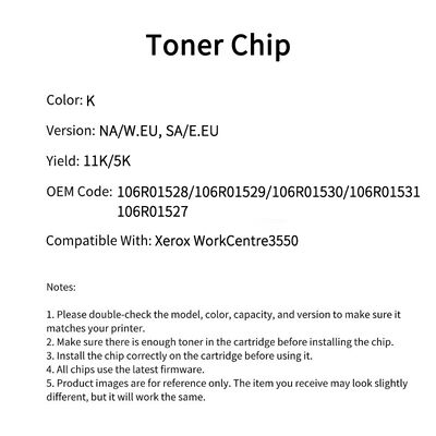Compatible106R01528 Toner Chip For Xerox WorkCentre3550