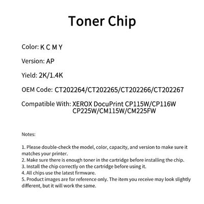 Compatible CT202264 Toner Chip For XEROX DocuPrint CP115W CP116W CP225W