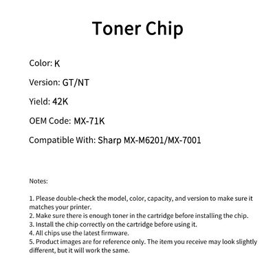 Compatible MX 71K Toner Chip For Sharp MX M6201 MX 7001