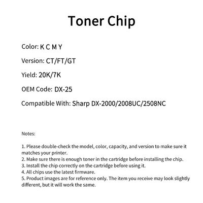 Compatible DX 25CT Toner Chip For Sharp DX 2000 2008UC 2508NC