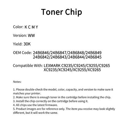 Compatible 24B6849 Toner Chip For LEXMARK C9235 C9245 C9255 C9265 XC9235