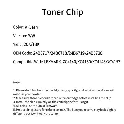 Compatible 24B6720 Toner Chip For Lexmark XC4140 XC4150 XC4143 XC4153