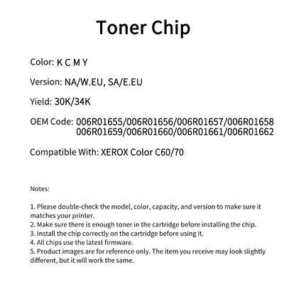 Compatible 006R01655 Toner Chip For XEROX Color C60 70