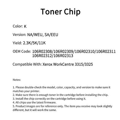 Compatible 106R02311 Toner Chip For Xerox WorkCentre 3315 3325