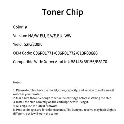 Compatible 006R01771 Toner And Drum Chip For Xerox AltaLink B8145 B8155 B8170