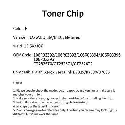 Compatible 106R03393 Toner And Drum Chip Xerox Versalink B7025 B7030 B7035