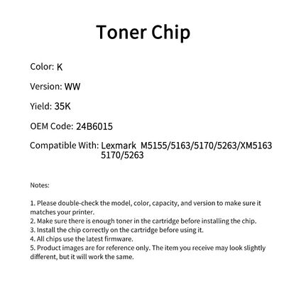 Compatible 24B6015 Toner Chip For Lexmark M5155 5163 5170 5263