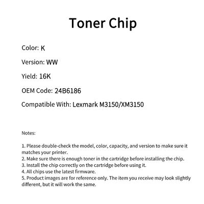 Compatible 24B6186 Toner Chip Green For Lexmark M3150 XM3150
