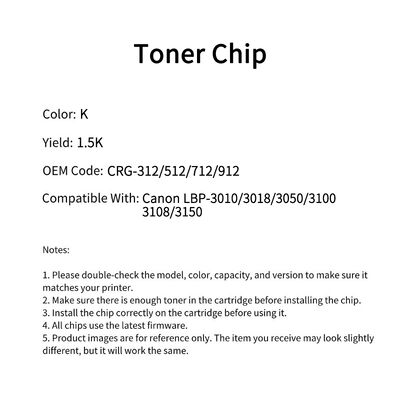 Compatible CRG-312 Toner Chip For Canon LBP-3010 3018 3050 3100