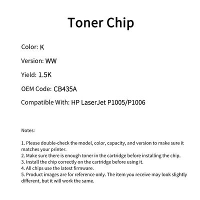 Compatible CB435A Toner Chip For HP LaserJet P1005 P1006