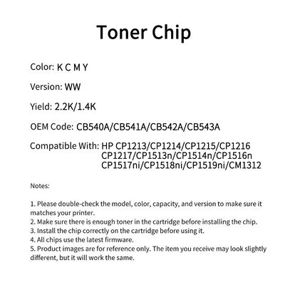 Compatible CB540A Toner Chip For HP CP1213 CP1214 CP1215 CP1216