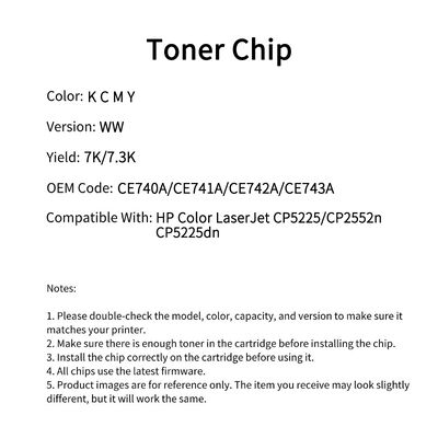 Compatible CE740A Toner Chip HP Color LaserJet CP5225 CP2552n CP5225dn