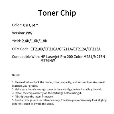 Compatible with HP CF210 chip Laserjet Pro 200 Color M251/M276