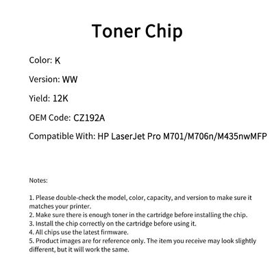 Compatible CZ192A Toner Chip For HP LaserJet Pro M701 M706n M435nw