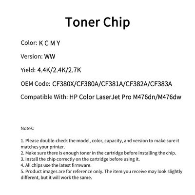 Compatible CF380 Toner Chip For HP Color LaserJet Pro M476dn M476dw