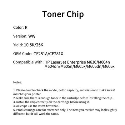 Compatible CF281A Toner Chip For HP LaserJet Enterprise M630 M604n M604dn M605n
