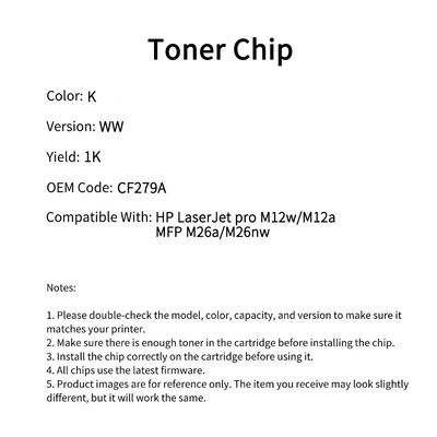 Compatible CF279A Toner Chip For HP LaserJet pro M12w M12a
