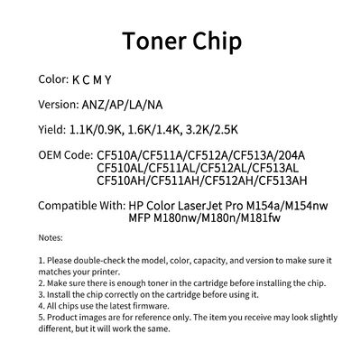 Compatible CF510A Toner Chip For HP Color LaserJet Pro M154a M154nw